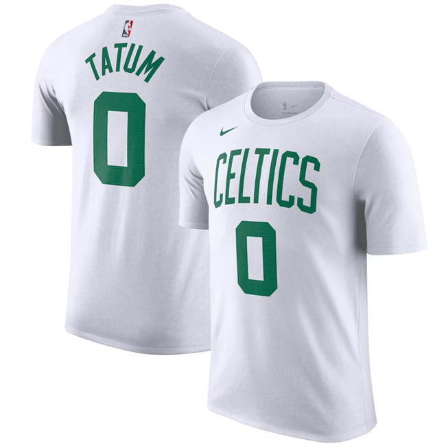 Men's Boston Celtics #0 Jayson Tatum White Name & Number T-Shirt Men's Boston Celtics #0 Jayson Tatum White Name & Number T-Shirt